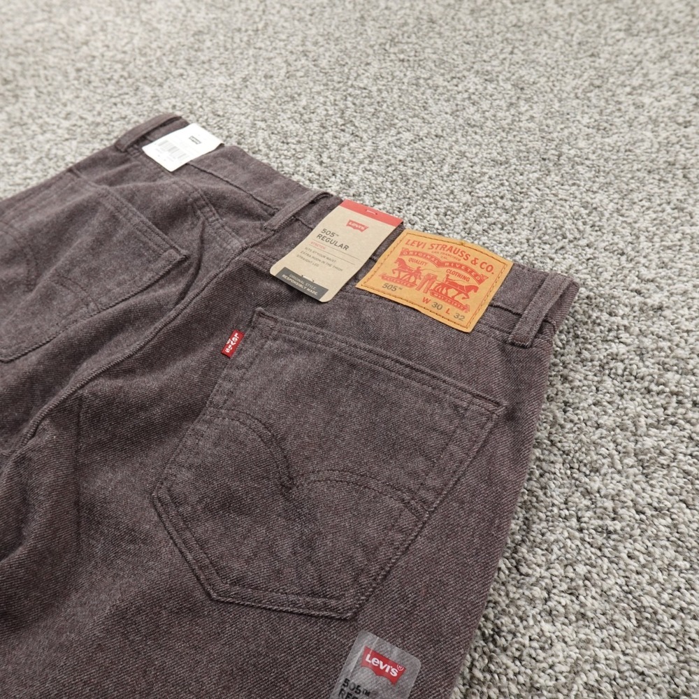 NEW Levis Jeans Mens 30X32 Gray Brown Denim Pants 505 Straight Western Stretch